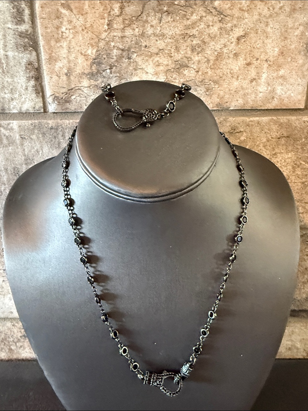 Freida Rothman Black Women’s Necklace with matching Bracelet- Sterling
